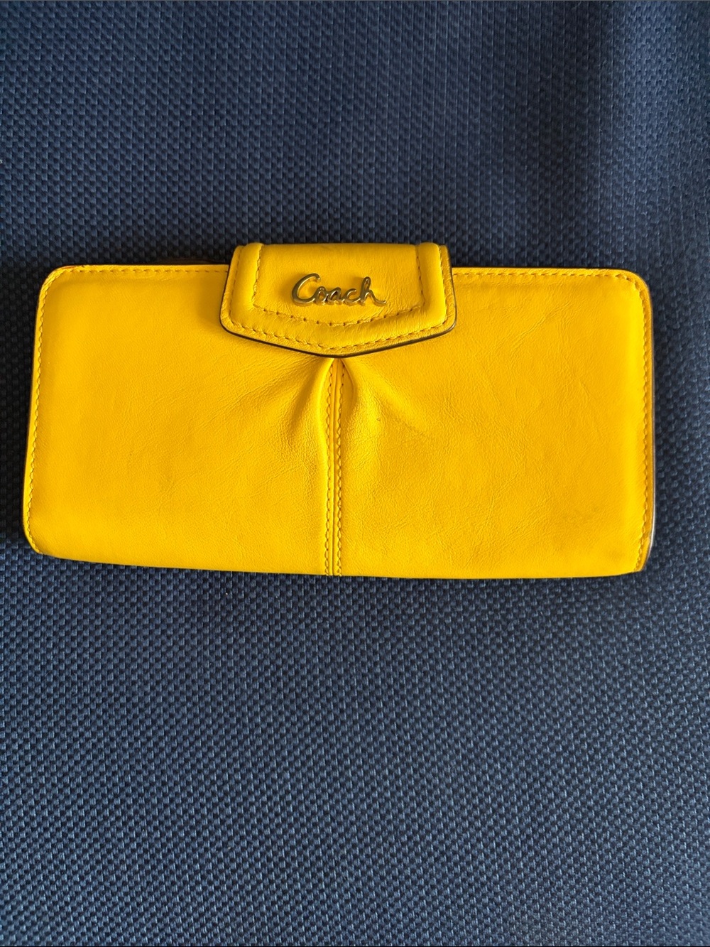 Coach Bright Yellow Leather Wallet with Logo Tab